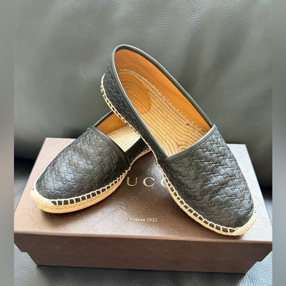Gucci micro guccissima leather espadrilles. Size 37. Black